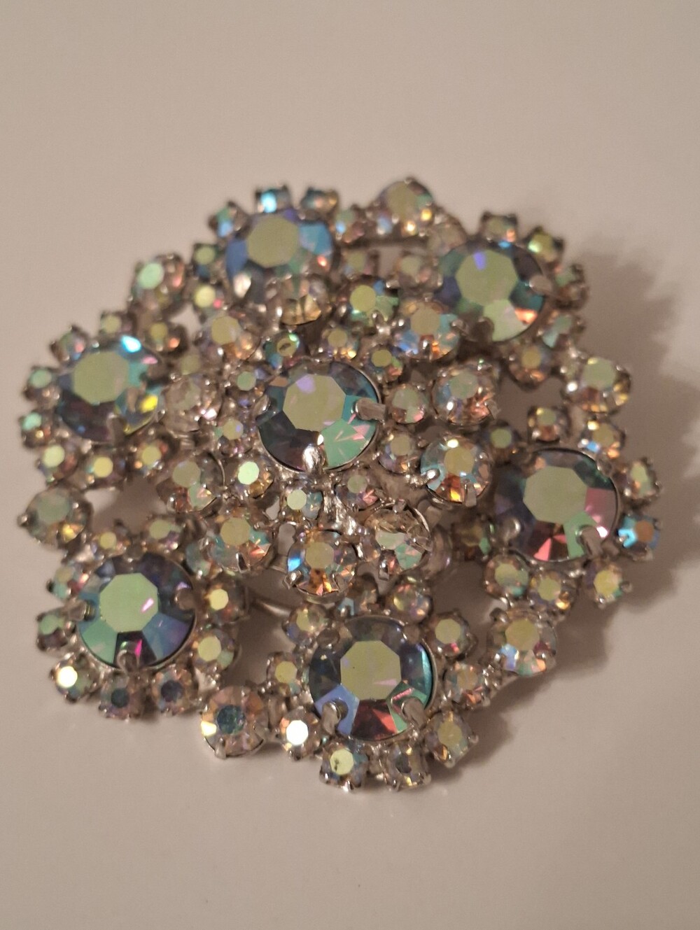 Vintage 1950 Jay Kel Origanal AB Rhinestone Cluster Pin/ Brooch